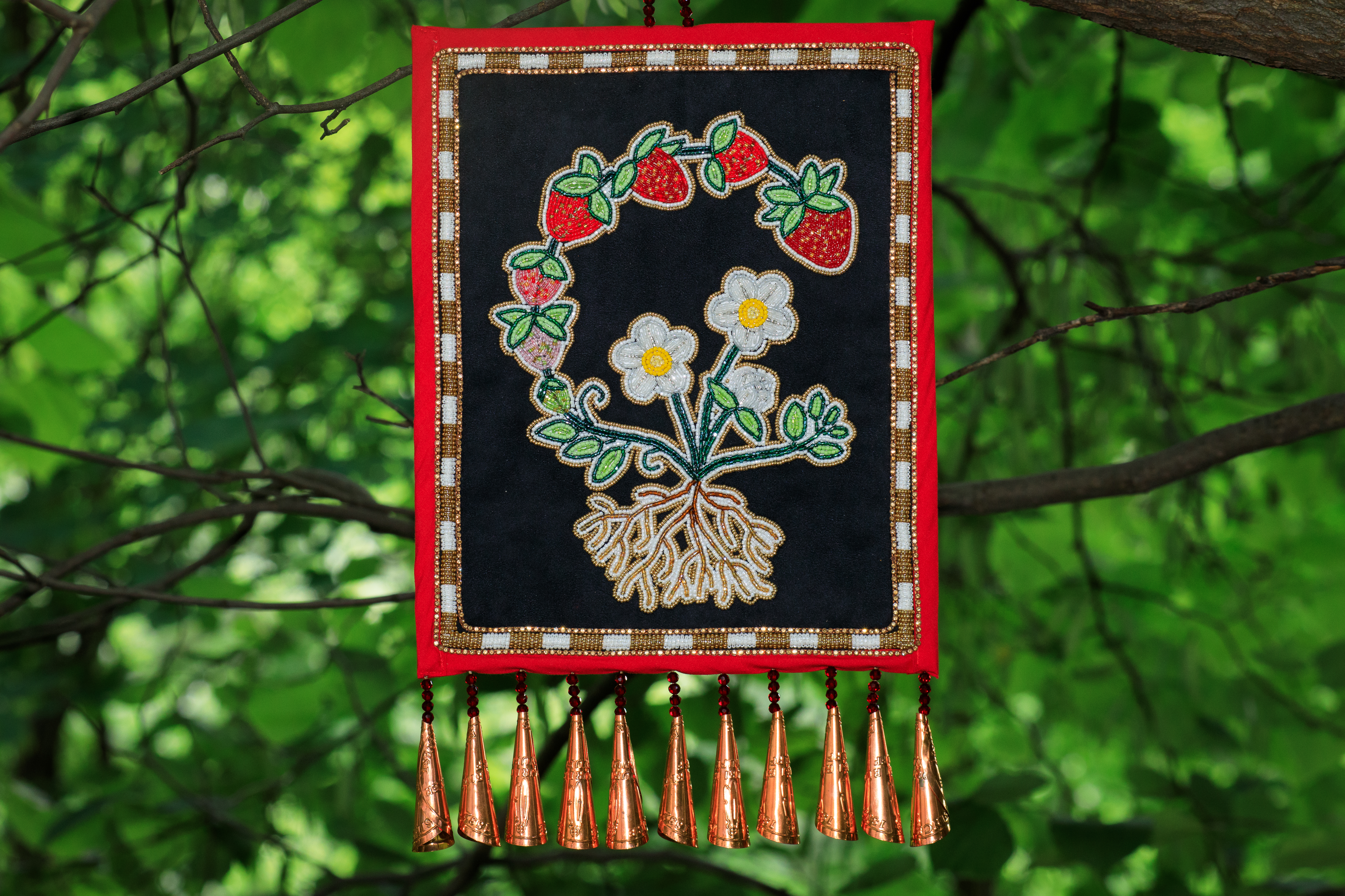 beaded hanging strawberry