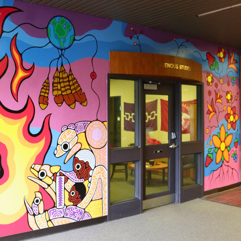 mural outside the indigenous studies office