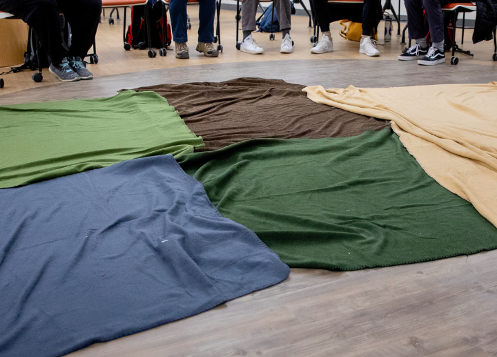 blankets placed on the floor
