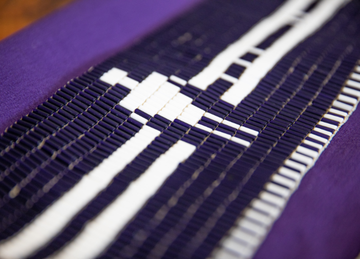 close up shot of wampum belt